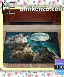 Wolf Howling Moon Entryway Mats