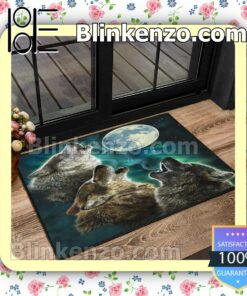 Great Quality Wolf Howling Moon Entryway Mats