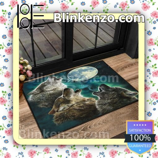 Great Quality Wolf Howling Moon Entryway Mats