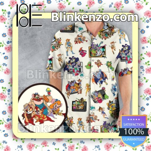 Top Rated 80s Famous Cartoon Characters Pattern Men Summer Shirt