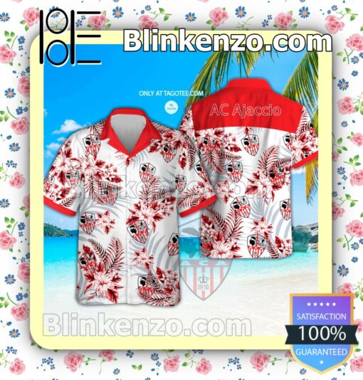 AC Ajaccio UEFA Beach Aloha Shirt