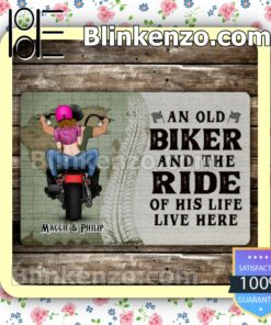 An Old Biker And The Ride Of His Life Live Here Personalized Entryway Mats