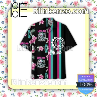 Free Blink 182 Hibiscus Flower Men Summer Shirt