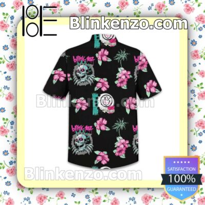 Adorable Blink 182 Hibiscus Flower Men Summer Shirt