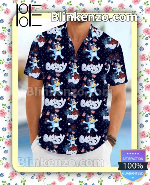 Bluey 4th Of July Fireworks Men Summer Shirt