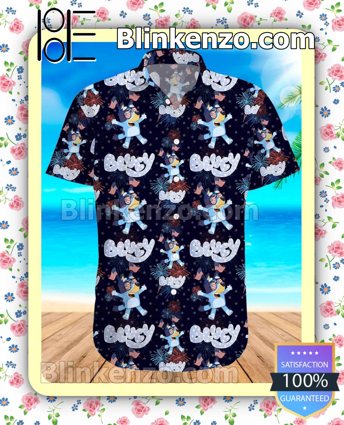 Bluey 4th Of July 3D Hawaiian Shirt Summer Beach Gift For Men And