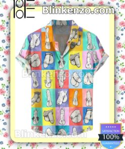 Colorblock Cocks Pencil Drawing Men Summer Shirt