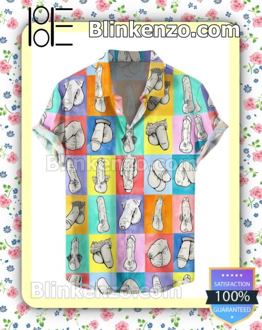 Colorblock Cocks Pencil Drawing Men Summer Shirt