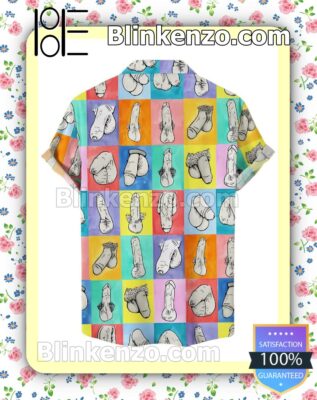 Clothing Colorblock Cocks Pencil Drawing Men Summer Shirt