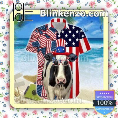 Dairy Cattle 4th Of July Men Summer Shirt
