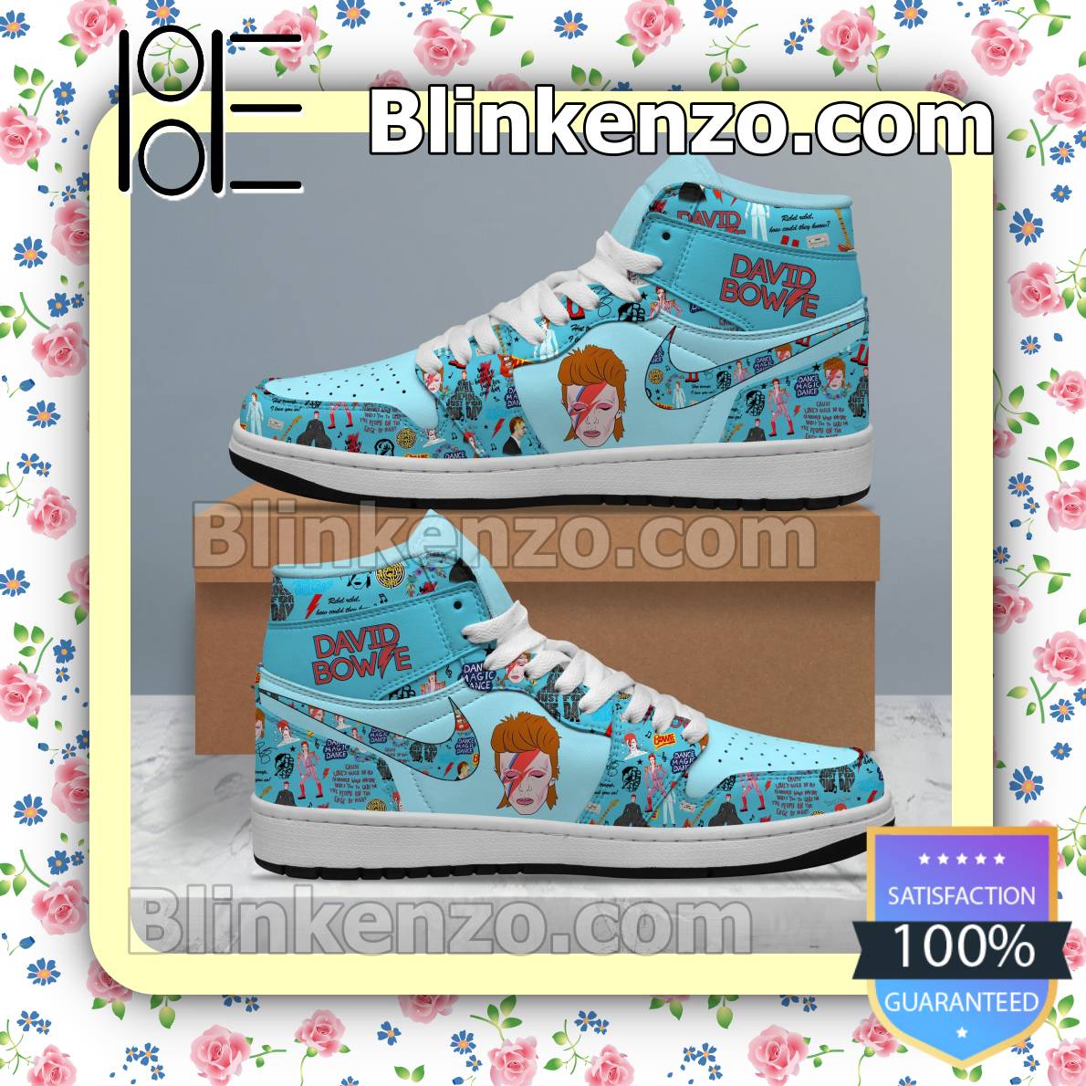 Bowie Music Pattern Basketball Shoes -
