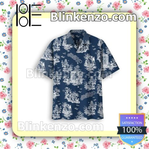 Very Good Quality Doctor Who Pattern Navy Men Summer Shirt