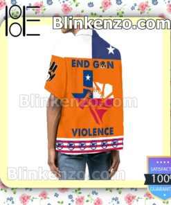 POD End Gun Violence Texas Flag Map Men Summer Shirt