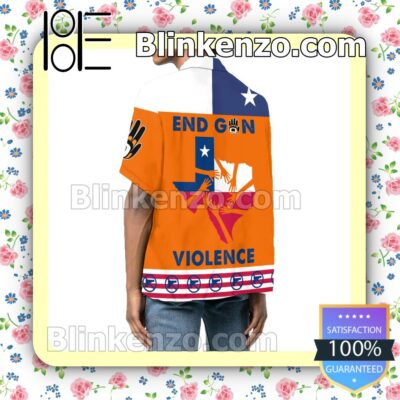 POD End Gun Violence Texas Flag Map Men Summer Shirt