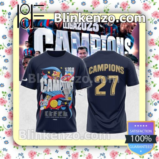 Mother's Day Gift Fc Barcelona 2023 Campions 27 Short Sleeve Tee