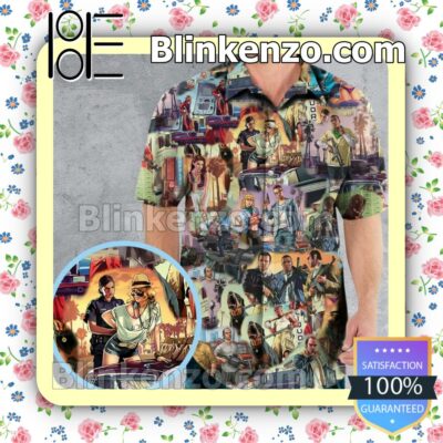 Awesome Grand Theft Auto Scenes Men Summer Shirt