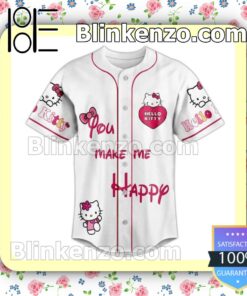 Hello Kitty You Make Me Happy Personalized Baseball Jersey - Tagotee