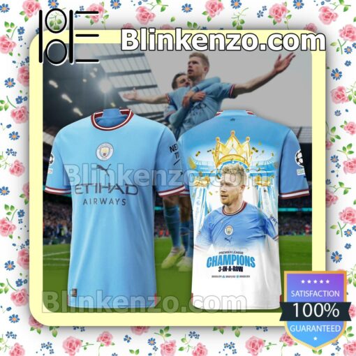 Kevin De Bruyne Manchester City Premier League Champions 3-in-a-row Jacket Polo Shirt