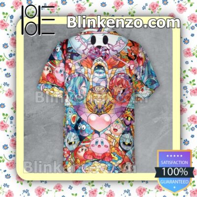 Unique Kirby Characters Stained Glass Men Summer Shirt