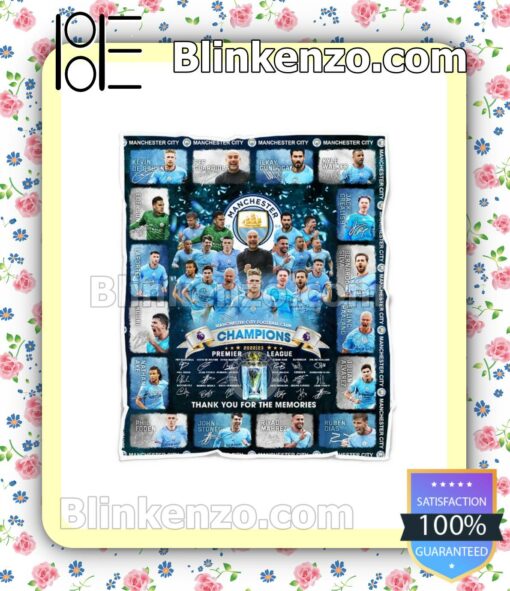 Manchester City Football Club Champions 2022-23 Premier League Thank You For The Memories Fan Quilt