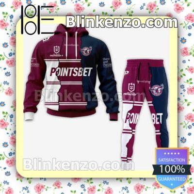 Manly Warringah Sea Eagles Nrl Pointsbet Pullover Jacket Sweatpants Set b