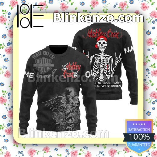 Motley Crue Skeleton Take Me Your Heart Feel Me In Your Bones Personalized Jacket Polo Shirt a