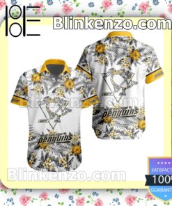 Nhl Pittsburgh Penguins Tropical Floral Summer Aloha Shirt