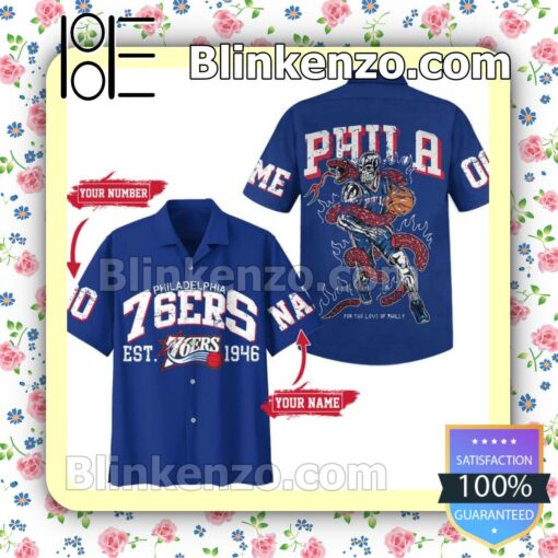 Philadelphia 76ers Est 1946 Skull Personalized Men Summer Shirt