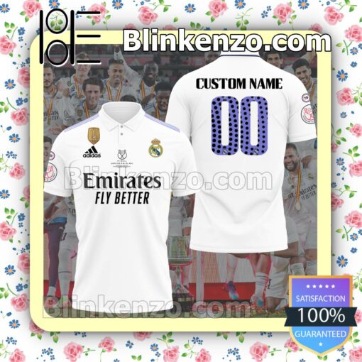 Real Madrid Champions Custom Name Number Fan White Shirts