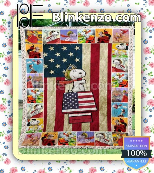 Snoopy American Flag Fan Quilt