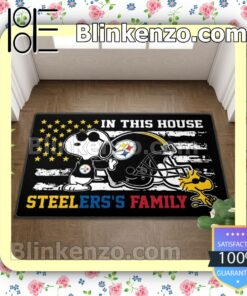 Snoopy And Woodstock In This House Steelers's Family Entryway Mats