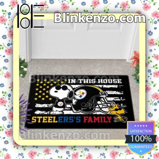 Clothing Snoopy And Woodstock In This House Steelers's Family Entryway Mats