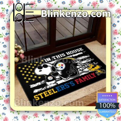 Great Quality Snoopy And Woodstock In This House Steelers's Family Entryway Mats