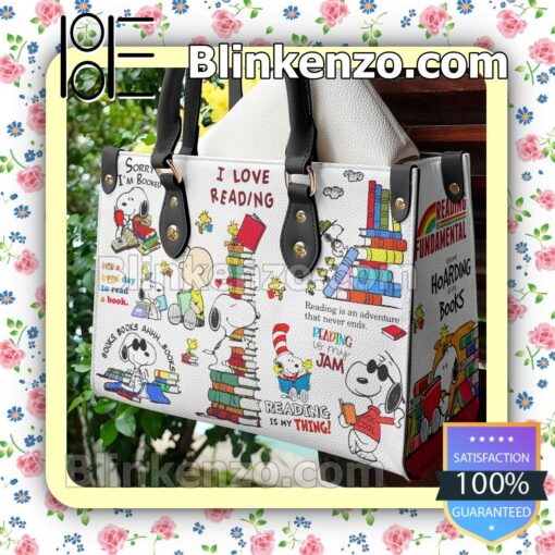 Snoopy I Love Reading Leather Bag