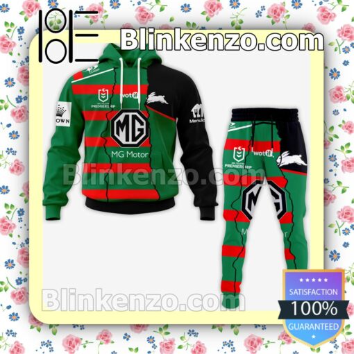 South Sydney Rabbitohs Nrl Mg Motor Pullover Jacket Sweatpants Set b