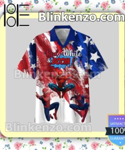 Spiderman Red White And Boom American Flag Men Summer Shirt a