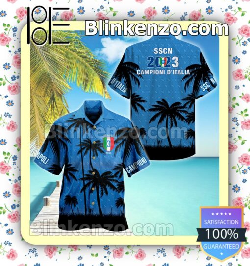 Ssc Napoli 2023 Campioni D’italia Palm Tree Men Summer Shirt