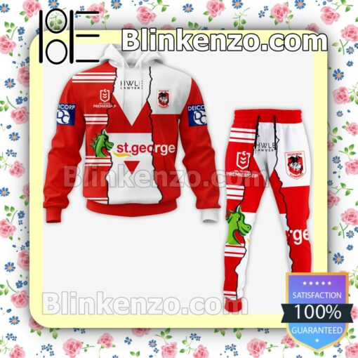 St. George Illawarra Dragons Nrl St.george Bank Pullover Jacket Sweatpants Set b