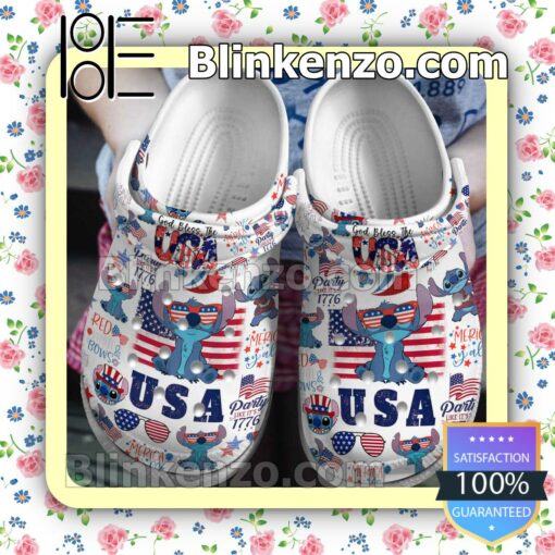 Stitch Usa Party Like 1776 4th Of July Fan Crocs Shoes