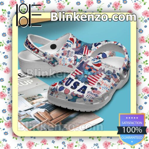 Stitch Usa Party Like 1776 4th Of July Fan Crocs Shoes a