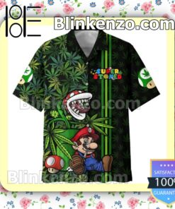 Present Super Stoned Mario Weed Men Summer Shirt