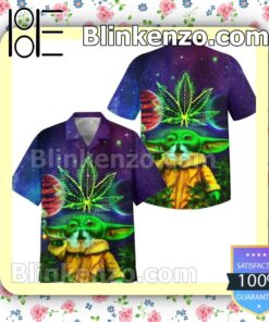 Yoda Smoking Weed Galaxy Men Summer Shirt
