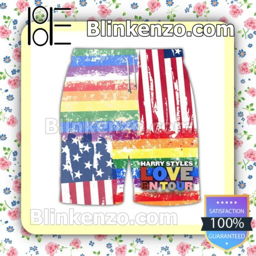 Gorgeous Born Fire Harry Styles Love On Tour 2023 Rainbow Men Swim Trunks