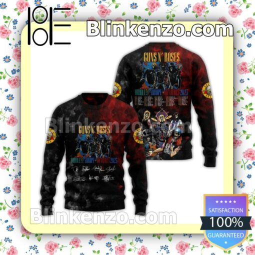 Sale Off Guns N' Roses Middle East Europe North America 2023 Signatures Jacket Polo Shirt