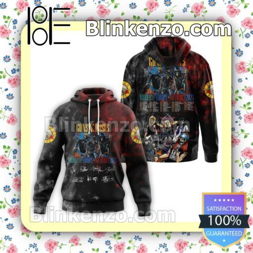 3D Guns N' Roses Middle East Europe North America 2023 Signatures Jacket Polo Shirt