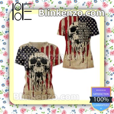 Print On Demand Korn Inside I Was Beating Me You Will Never See So Come Dance With Me Skull American Flag Jacket Hooded Sweatshirt