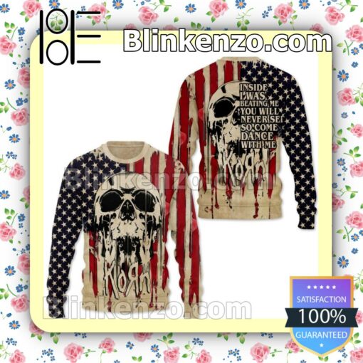 Great Quality Korn Inside I Was Beating Me You Will Never See So Come Dance With Me Skull American Flag Jacket Hooded Sweatshirt