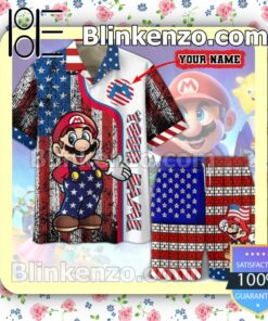Mario American Flag Personalized Summer Men Shirt