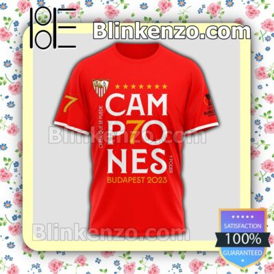 Free Ship Sevilla Fc Champions Budapest 2023 Unisex Gift T-shirts