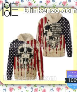 POD Shinedown Boy Don't You Worry You'll Find Yourself Follow Your Heart And Nothing Else Skull American Flag Jacket Hooded Sweatshirt